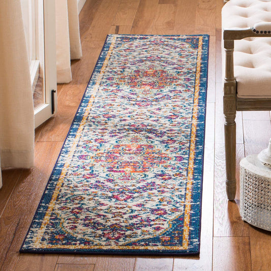 Madison Collection Runner Rug - 2'2" X 16', Ivory & Orange, Boho Chic Medallion Distressed Design, Non-Shedding & Easy Care, Ideal for High Traffic Areas in Living Room, Bedroom (MAD447A)