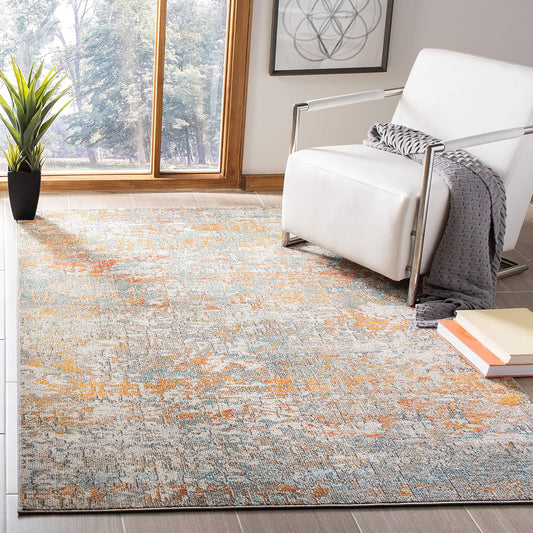 Madison Collection Accent Rug - 4' X 6', Grey & Orange, Modern Abstract Design, Non-Shedding & Easy Care, Ideal for High Traffic Areas in Entryway, Living Room, Bedroom (MAD460F)