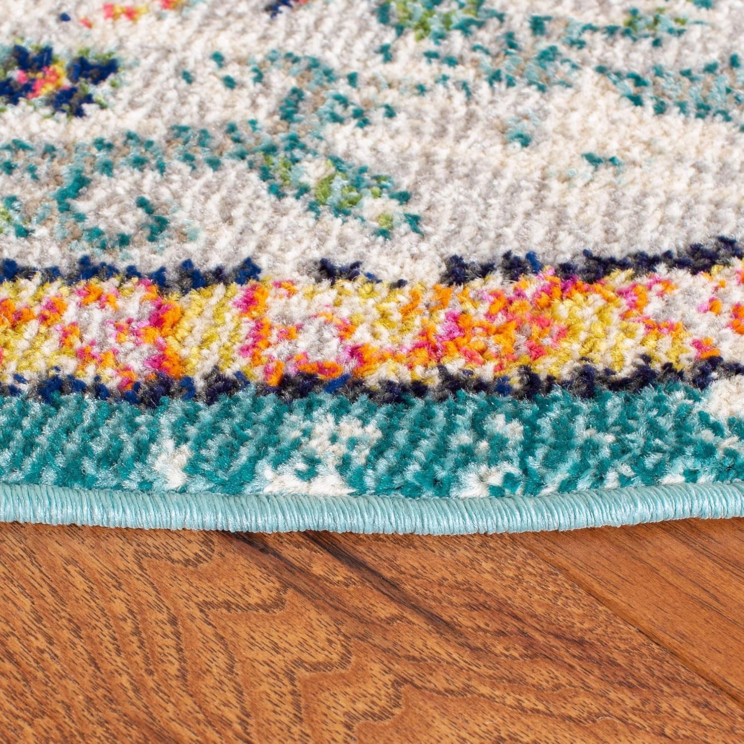 Madison Collection 11' round Grey/Light Blue MAD447F Boho Chic Medallion Distressed Non-Shedding Dining Room Entryway Foyer Living Room Bedroom Area Rug