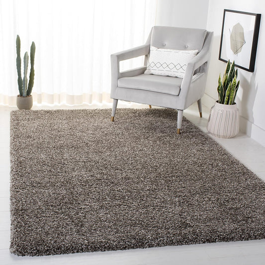 Milan Shag Collection Accent Rug - 4' X 6', Grey, Solid Design, Non-Shedding & Easy Care, 2-Inch Thick Ideal for High Traffic Areas in Entryway, Living Room, Bedroom (SG180-8080)