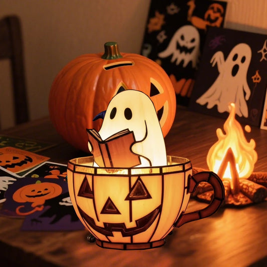 , Adorable Ghost Reading Night Light Halloween Decor, for Bedroom Study Room, Readers Gift