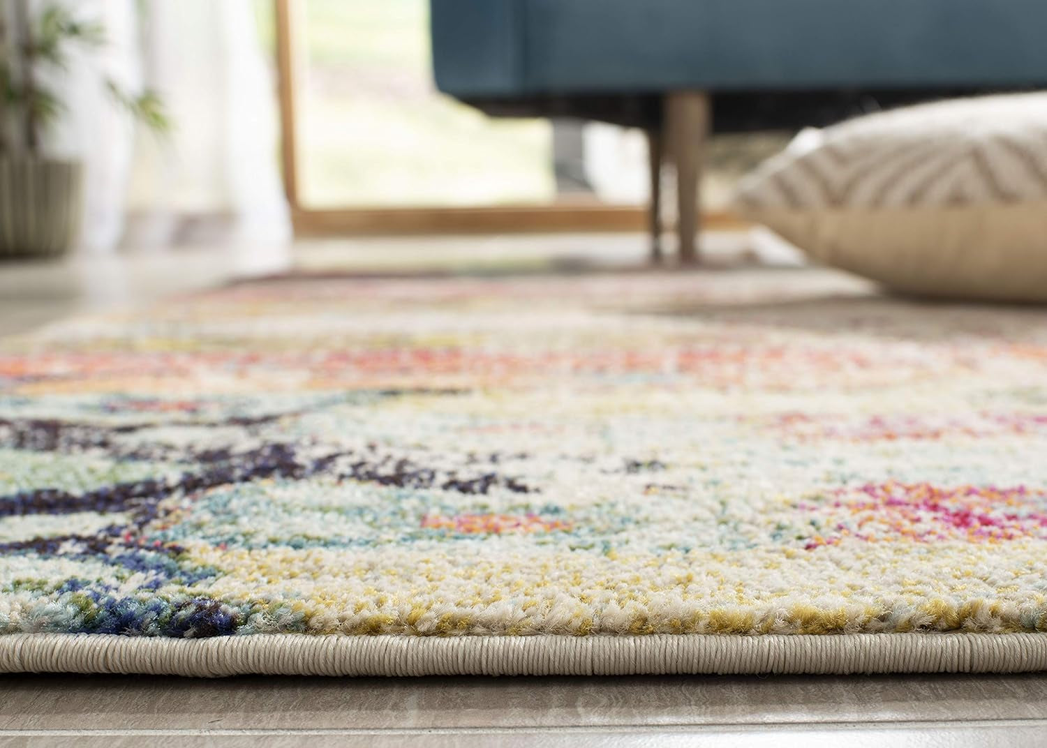 Monaco Collection Area Rug - 5'1" X 7'7", Multi, Boho Chic Tribal Distressed Design, Non-Shedding & Easy Care, Ideal for High Traffic Areas in Living Room, Bedroom (MNC222F)