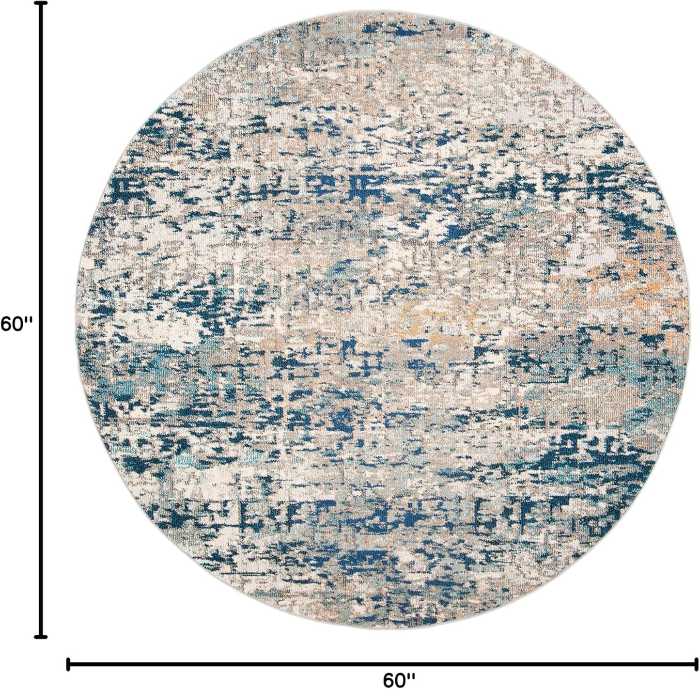 Madison Collection Area Rug - 5' Round, Grey & Blue, Modern Abstract Design, Non-Shedding & Easy Care, Ideal for High Traffic Areas in Living Room, Bedroom (MAD460K)
