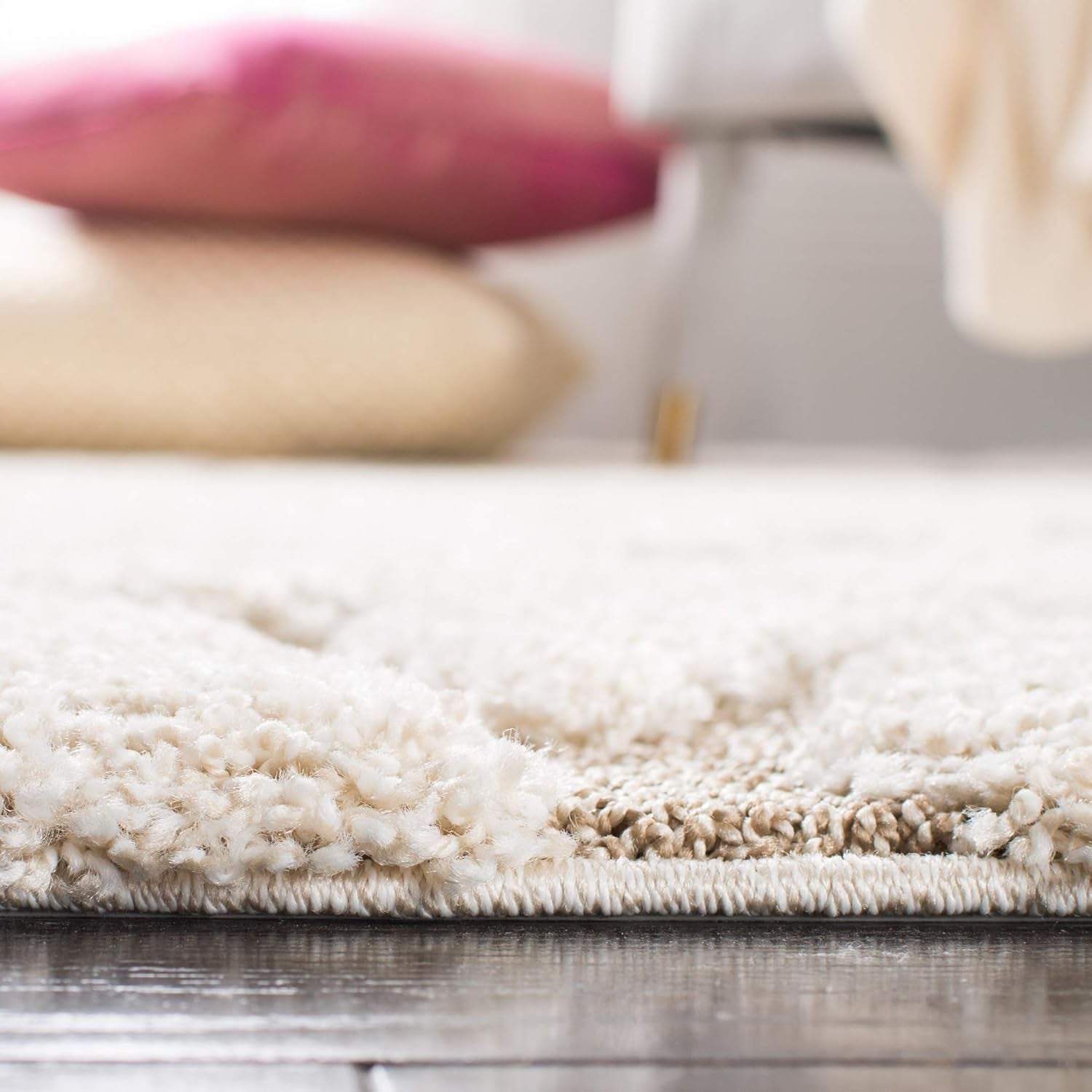 Florida Shag Collection Runner Rug - 2'3" X 15', Cream & Beige, Scroll Design, Non-Shedding & Easy Care, 1.2-Inch Thick Ideal for High Traffic Areas in Living Room, Bedroom (SG455-1113)