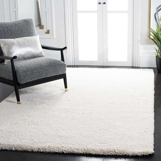 Milan Shag Collection Accent Rug - 3' X 5', Ivory, Solid Design, Non-Shedding & Easy Care, 2-Inch Thick Ideal for High Traffic Areas in Entryway, Living Room, Bedroom (SG180-1212)