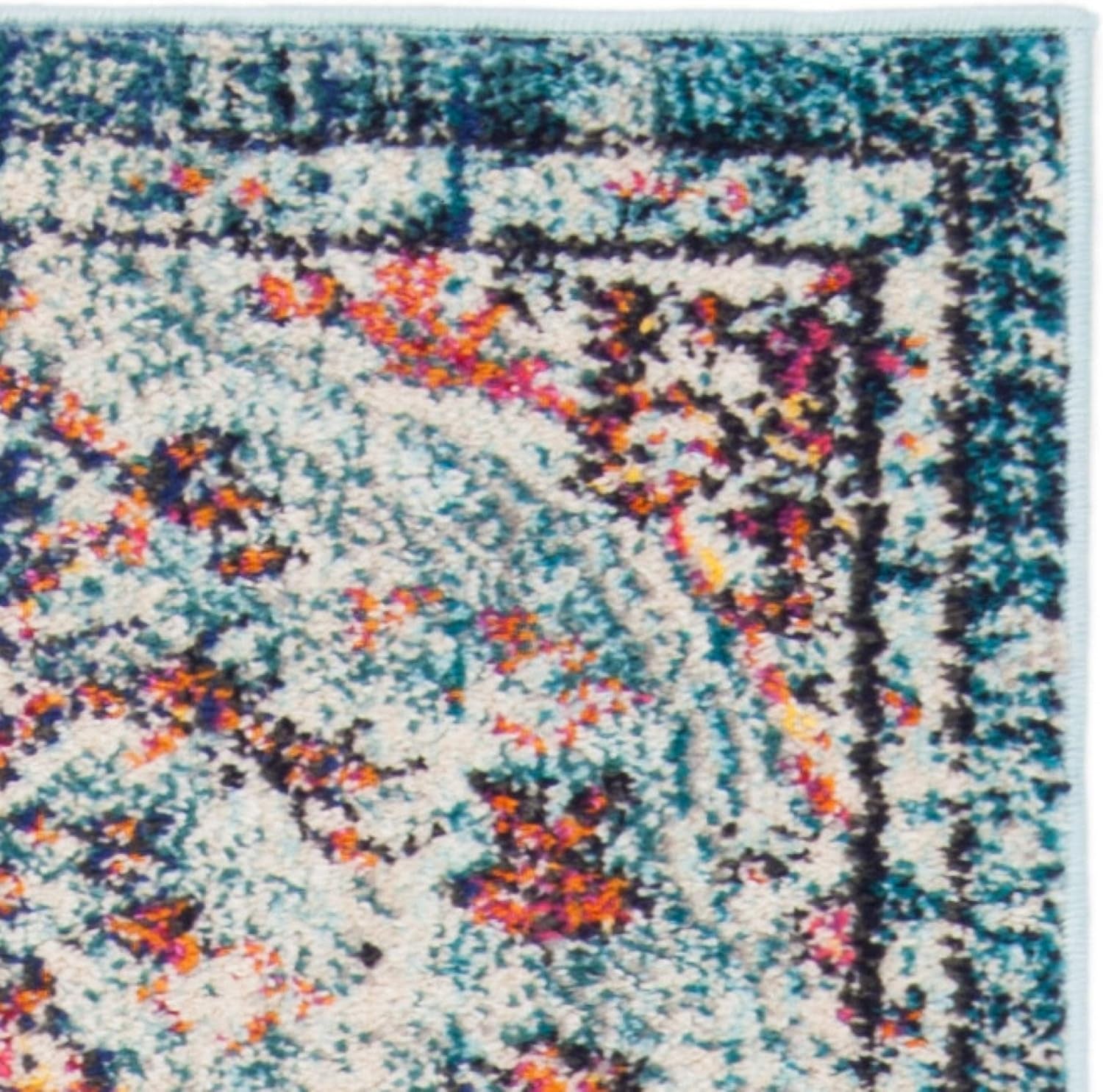 Madison Collection Runner Rug - 2'2" X 10', Navy & Light Blue, Boho Chic Medallion Distressed Design, Non-Shedding & Easy Care, Ideal for High Traffic Areas in Living Room, Bedroom (MAD447K)