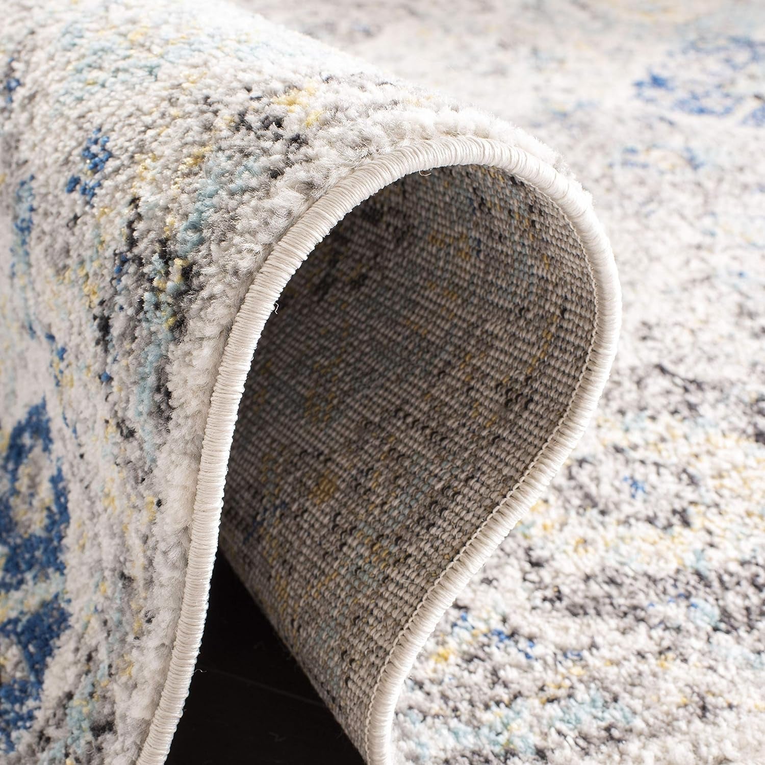 Madison Collection Runner Rug - 2'3" X 18', Ivory & Aqua, Boho Chic Distressed Design, Non-Shedding & Easy Care, Ideal for High Traffic Areas in Living Room, Bedroom (MAD611A)