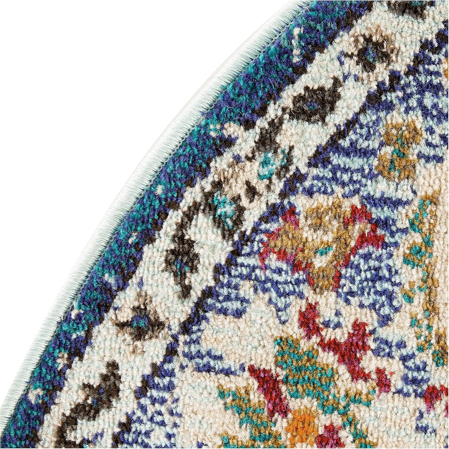 Monaco Collection Area Rug - 5' Round, Navy & Light Blue, Boho Chic Medallion Distressed Design, Non-Shedding & Easy Care, Ideal for High Traffic Areas in Living Room, Bedroom (MNC243N)