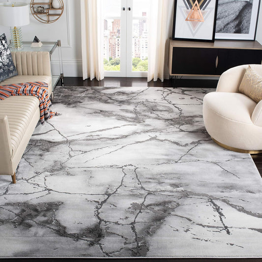 Craft Collection Area Rug - 5'3" X 7'6", Grey & Silver, Modern Abstract Design, Non-Shedding & Easy Care, Ideal for High Traffic Areas in Living Room, Bedroom (CFT877G)