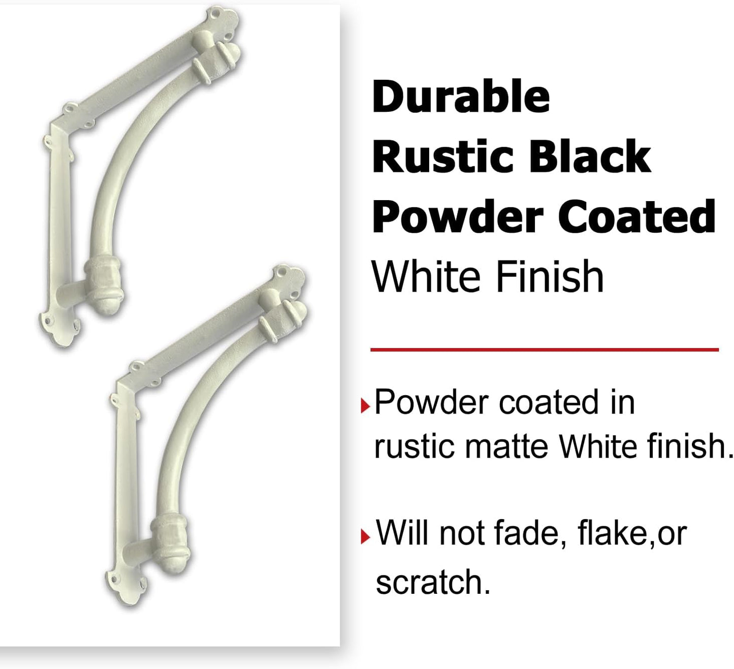 Decorative Shelf Brackets, 2 Pack of 9.6 X 1.7 X 9.6 Inch White Cast Iron Shelf Brackets - Decorative Brackets White - Half round Style Brackets