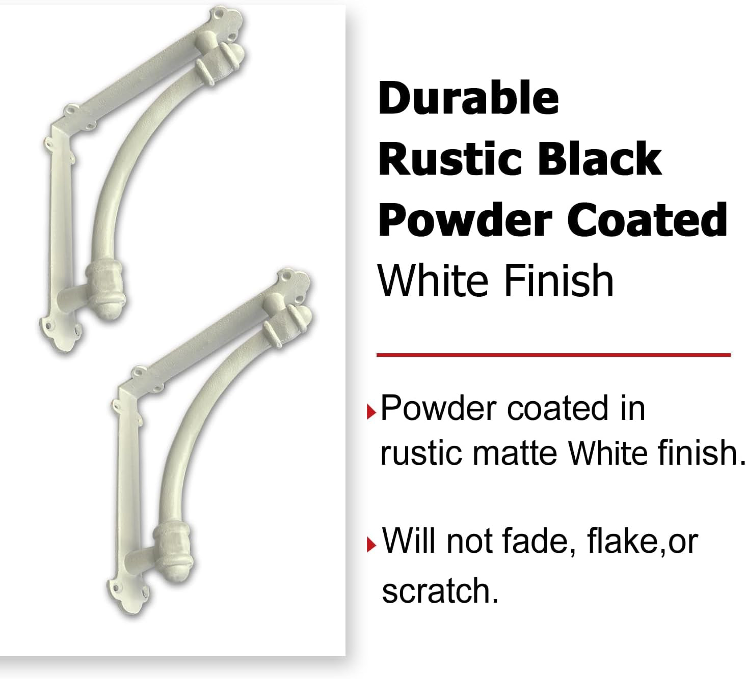 Decorative Shelf Brackets, 2 Pack of 9.6 X 1.7 X 9.6 Inch White Cast Iron Shelf Brackets - Decorative Brackets White - Half round Style Brackets