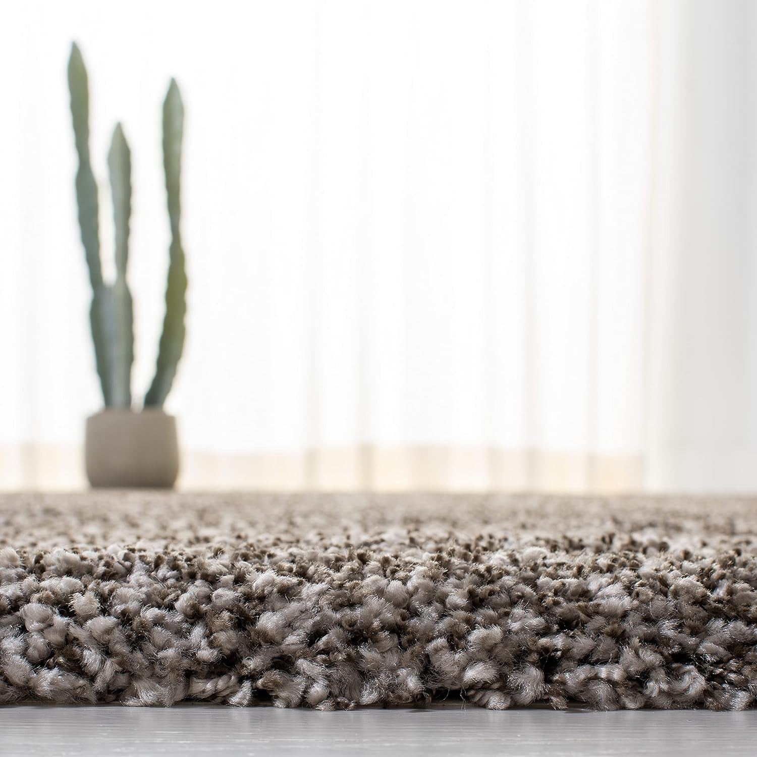 Milan Shag Collection Accent Rug - 4' X 6', Grey, Solid Design, Non-Shedding & Easy Care, 2-Inch Thick Ideal for High Traffic Areas in Entryway, Living Room, Bedroom (SG180-8080)