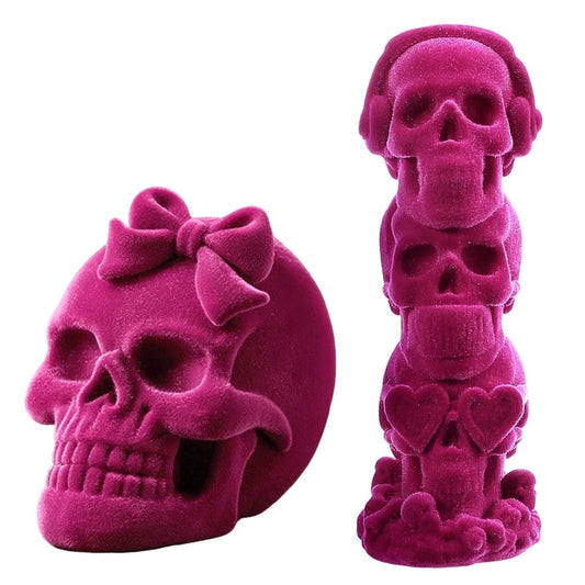 Halloween Decoration Indoor, Pink Halloween Decor, Halloween Skulls for Gothic Decor, Halloween Prop , 2Pcs