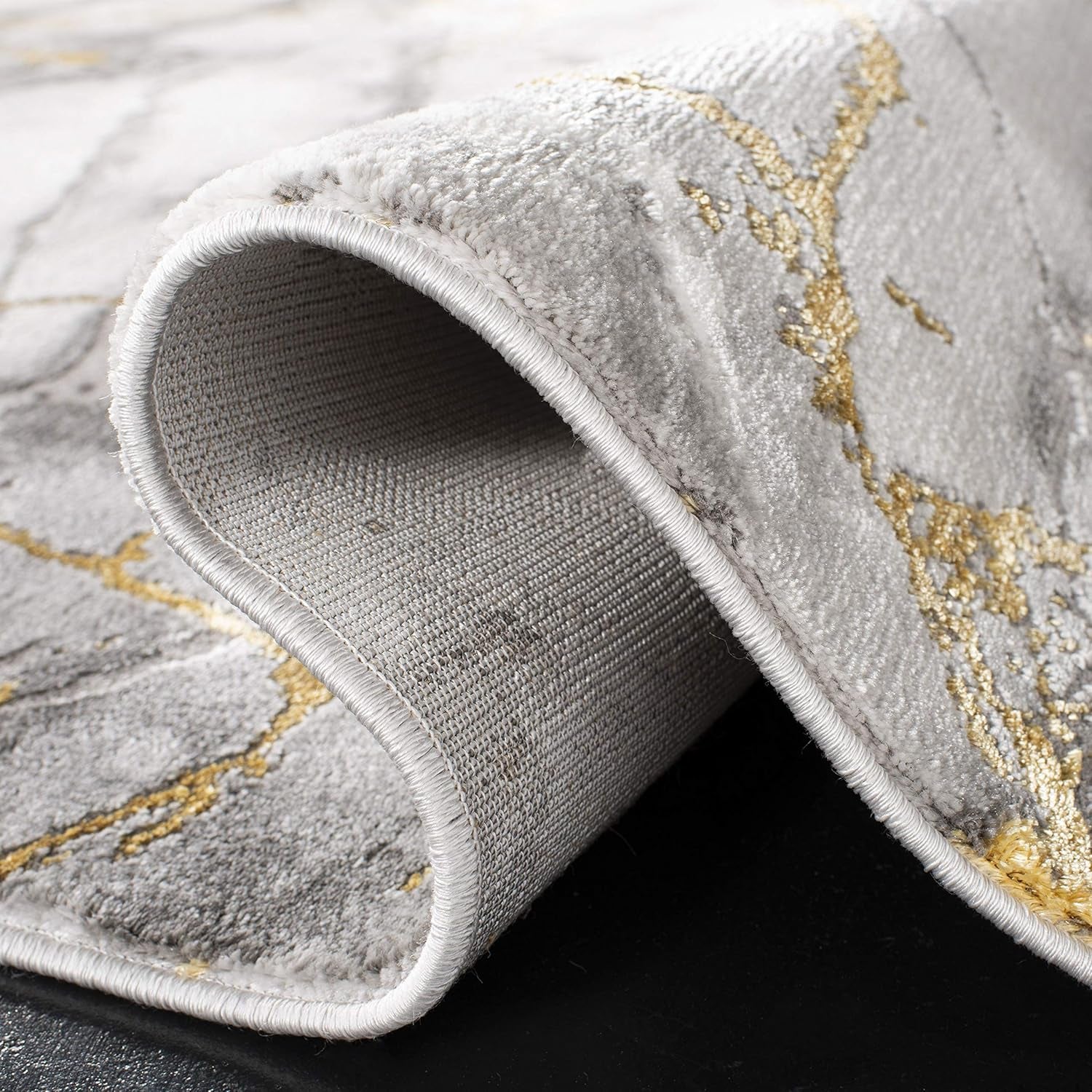 Craft Collection Runner Rug - 2'3" X 8', Grey & Gold, Modern Abstract Design, Non-Shedding & Easy Care, Ideal for High Traffic Areas in Living Room, Bedroom (CFT877F)