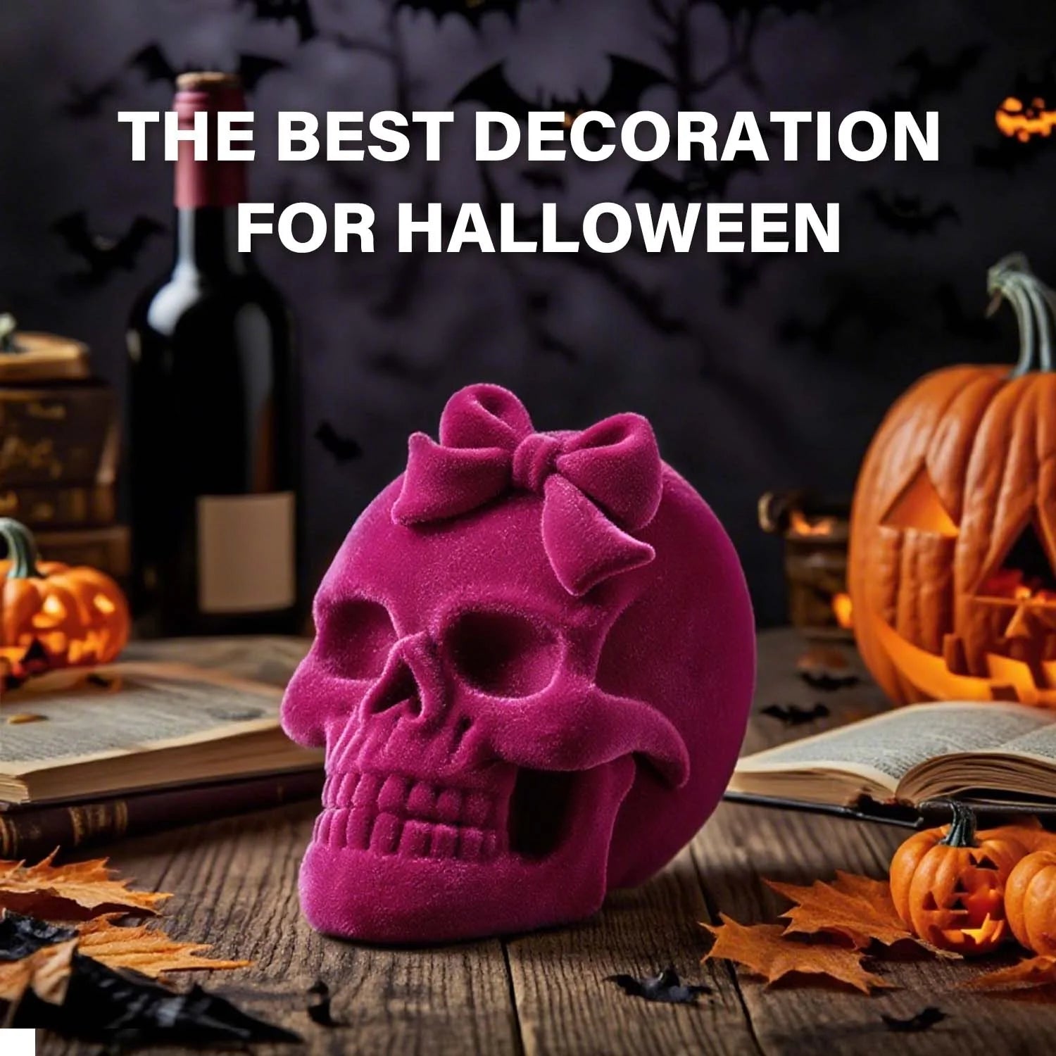 Halloween Decoration Indoor, Pink Halloween Decor, Halloween Skulls for Gothic Decor, Halloween Prop , 2Pcs
