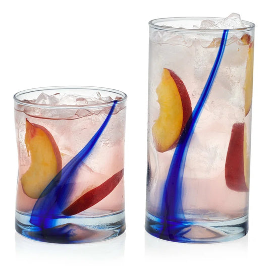 Blue Ribbon Impressions 16-Piece Tumbler and Rocks Glass Set