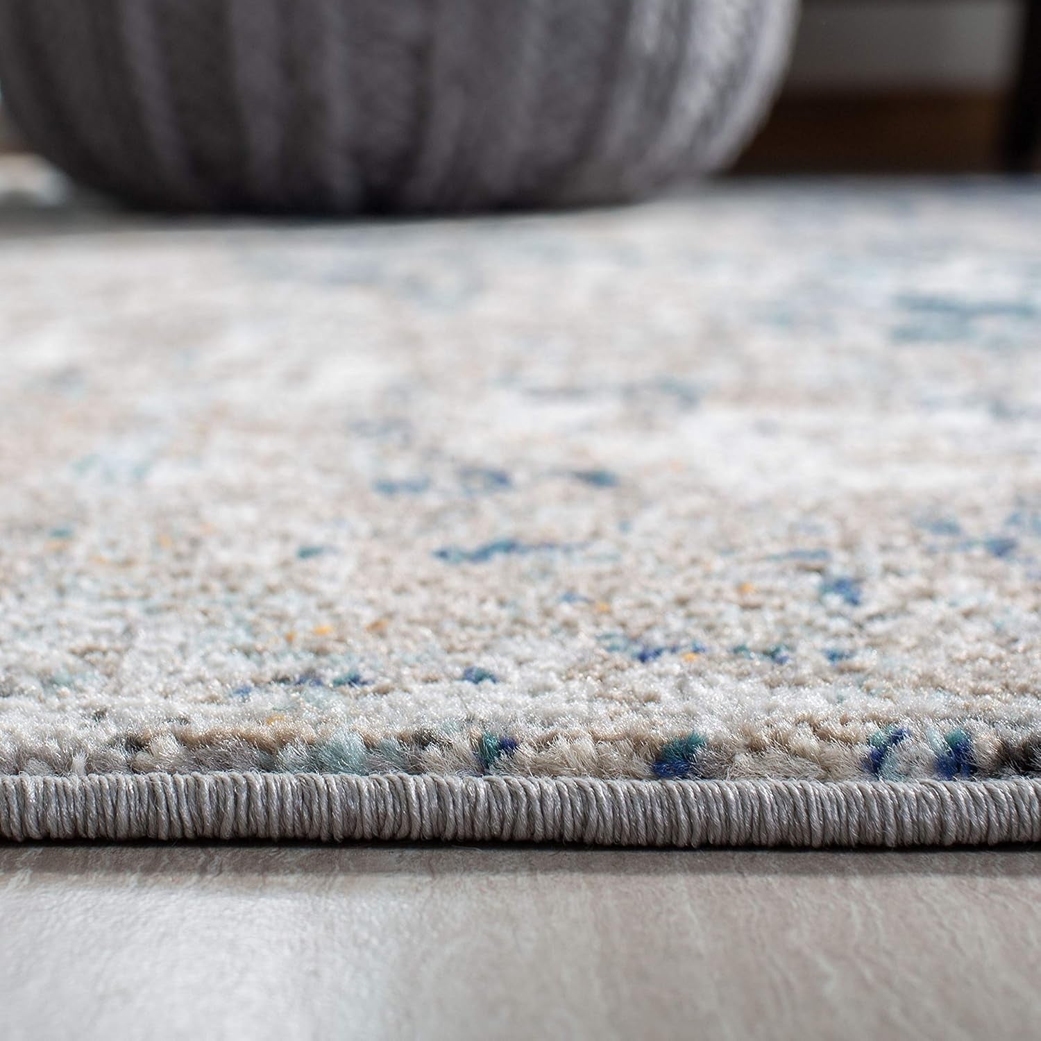 Madison Collection Runner Rug - 2'2" X 14', Grey & Blue, Modern Abstract Design, Non-Shedding & Easy Care, Ideal for High Traffic Areas in Living Room, Bedroom (MAD460K)
