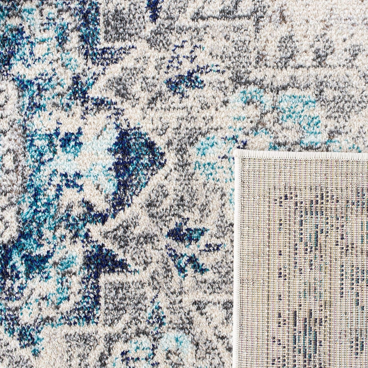 Madison Collection Area Rug - 6' X 9', Ivory & Grey, Boho Chic Medallion Distressed Design, Non-Shedding & Easy Care, Ideal for High Traffic Areas in Living Room, Bedroom (MAD473C)