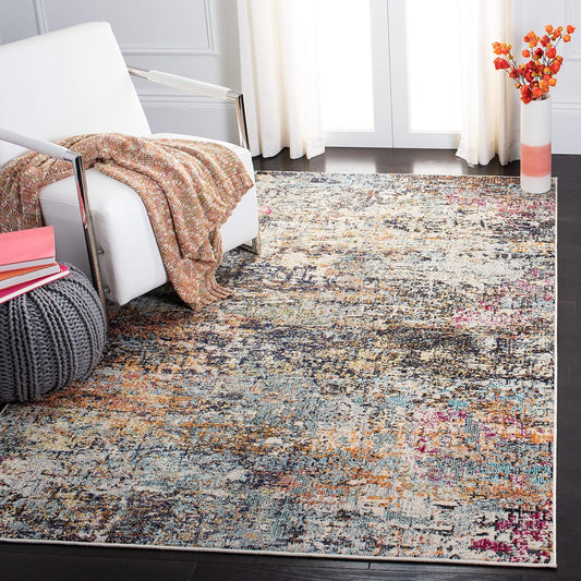 Madison Collection Area Rug - 5'3" X 7'6", Black & Gold, Modern Abstract Design, Non-Shedding & Easy Care, Ideal for High Traffic Areas in Living Room, Bedroom (MAD460Z)